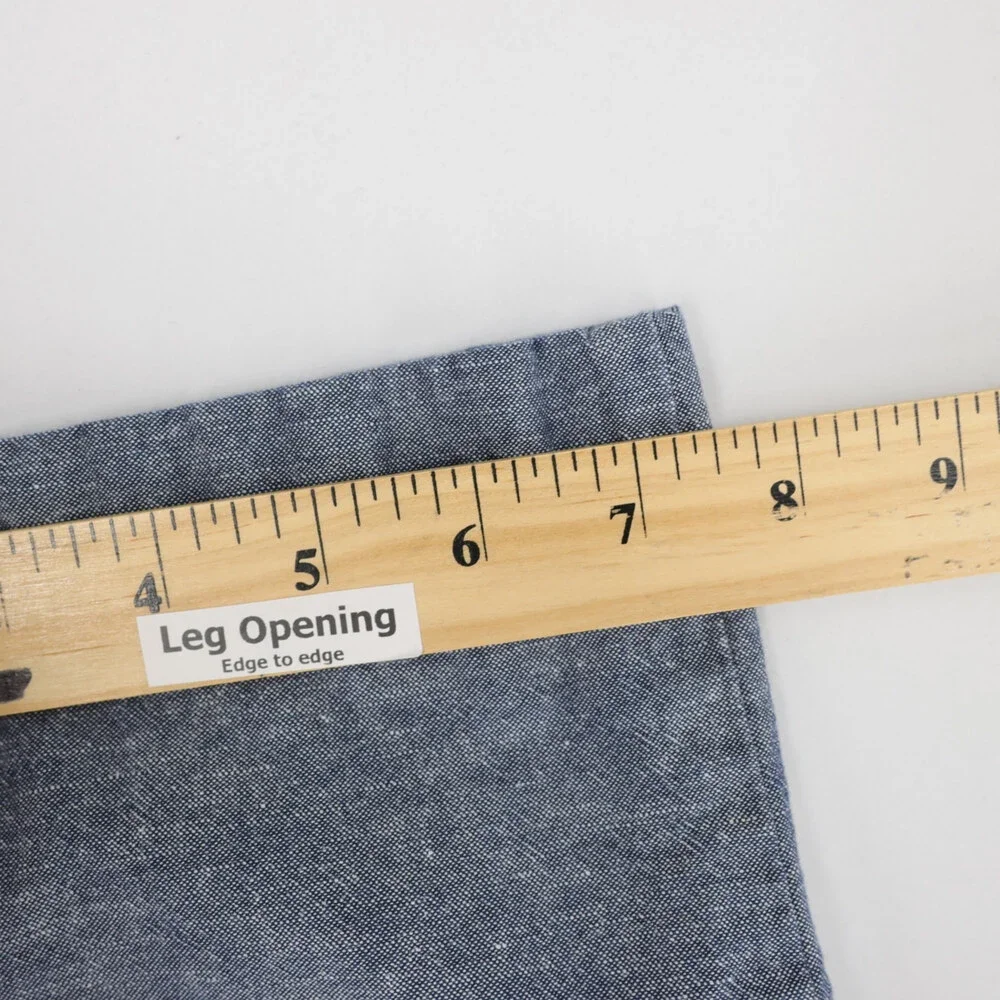 J Crew 770 Pants Mens 33x32 Blue Chambray Cotton Linen Blend Urban Slim